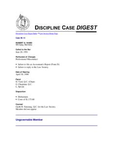 Discipline Case Digest Index  Law Society Home Page Case[removed]ROBERT D. WARD