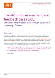 Transforming assessment and feedback case study Enhancing employability skills through assessment Transforming assessment and feedback case study Enhancing employability skills through assessment