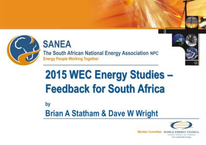 2015 WEC Energy Studies – Feedback for South Africa by Brian A Statham & Dave W Wright