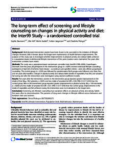 The long-term effect of screening and lifestyle counseling on changes in physical activity and diet: the Inter99 Study Ł a randomized controlled trial
