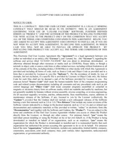 LUXAND™ END USER LICENSE AGREEMENT NOTICE TO USER: THIS IS A CONTRACT. THIS END USER LICENSE AGREEMENT IS A LEGALLY BINDING CONTRACT THAT SHOULD BE READ IN ITS ENTIRETY. THIS IS AN AGREEMENT GOVERNING YOUR USE OF “LU