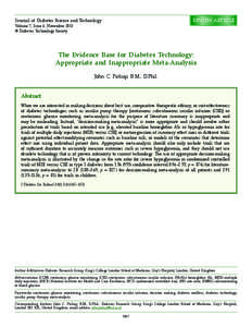 REVIEW ARTICLE  Journal of Diabetes Science and Technology Volume 7, Issue 6, November 2013 © Diabetes Technology Society