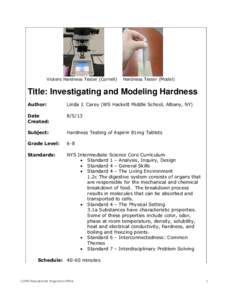 Manufacturing / Vickers hardness test / Indentation hardness / Hardness / Aspirin / Tablet / Enteric coating / Diamond / Hardness tests / Chemistry / Pharmacology
