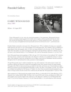 American art / Garry Winogrand / Lee Friedlander / John Szarkowski / Diane Arbus / Snapshot aesthetic / Peter MacGill / Guggenheim Fellows / Photography / Visual arts