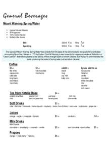 General Beverages Mount Warning Spring Water    