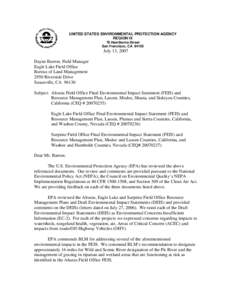 Impact assessment / Bureau of Land Management / Conservation in the United States / United States Department of the Interior / Wildland fire suppression / National Environmental Policy Act / United States Environmental Protection Agency / Alturas /  California / Environmental protection / Environment of the United States / Environment / United States
