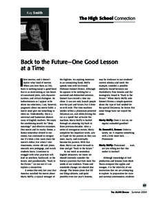 Kay Smith  The High School Connection Back to the Future—One Good Lesson at a Time