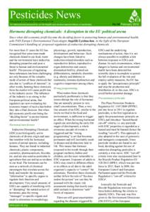Pesticides News The journal of Pesticide Action Network UK An international perspective on the health and environmental effects of pesticides No.98 February 2015