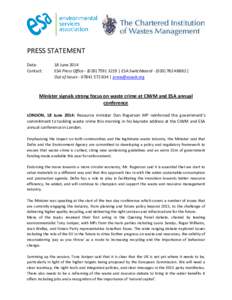 PRESS STATEMENT Date: Contact: 18 June 2014 ESA Press Office[removed]3219 | ESA Switchboard[removed]8882 |