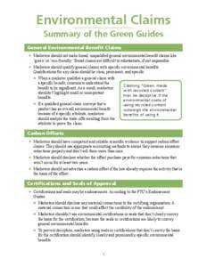 Enviromental Claims: Summary of the Green Guides