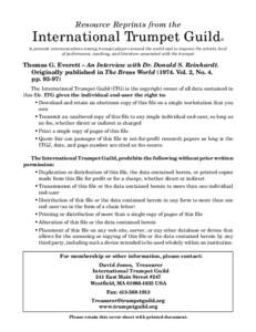 Resource Reprints from the  International Trumpet Guild