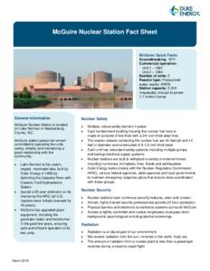 McGuire McGuire Nuclear Nuclear Station Station Fact Fact Sheet Sheet