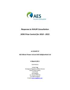 Response to NIAUR Consultation SONI Price Control for[removed]on behalf of AES Kilroot Power Ltd and AES Ballylumford Ltd