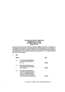 AUSTRALIAN CAPITAL TERRITORY WATER RATES ACT 1959 DETERMINATION OF FEES NO b2> OF 1991 The Australian Capital Territory Electricity and Water Authority (ACTEW), as the delegate of the Minister for Urban Services, under S