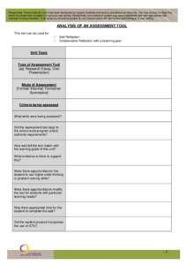 Please Note: These Optional Tools have been developed as support materials and each is provided as an idea only. You may choose to utilise this tool in its current form or adapt it to suit your own setting. Alternatively