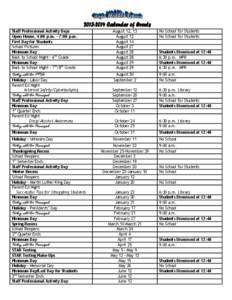 Academic term / Calendars