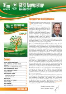 GFSI Newsletter November 2012 Welcome from the GFSI Chairman  T