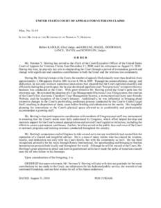 UNITED STATES COURT OF APPEALS FOR VETERANS CLAIMS Misc. NoIN THE MATTER OF THE RETIREM ENT OF NORMAN Y. HERRING Before KASOLD, Chief Judge, and GREENE, HAGEL, MOORMAN, LANCE, DAVIS, and SCHOELEN, Judges.