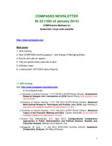 COMPASSS NEWSLETTER Nr.33 (10th of JanuaryCOMPArative Methods for Systematic cross-caSe analySis  http://www.compasss.org