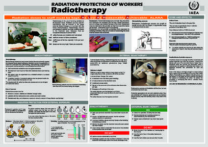 RADIATION PROTECTION OF WORKERS  Radiotherapy Radiation doses to staff must be kept: As Low As Reasonably Achievable: ALARA Radiotherapy is the use of ionizing radiation to kill diseased tissue. Radiation sources used fo