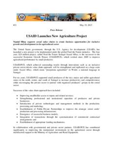 #31  May 19, 2015 Press Release  USAID Launches New Agriculture Project