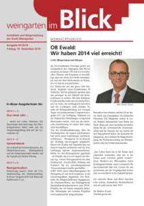 weingarten  im Amtsblatt und Bürgerzeitung der Stadt Weingarten Ausgabe[removed]Freitag, 19. Dezember 2014