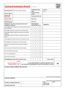 Technical Evaluation Record  v.1 Jan 2016  QUALIFICATION:  Safe Use of Abrasive Wheels      Assessor No:   