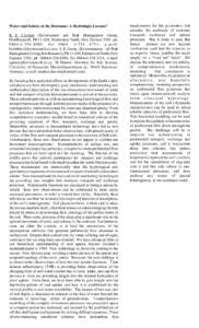 Water and Solutes in the Rootzone: A Hydrologic Lacuna? B E Clothier (Environment and Risk Management Group, HortResearch, PB, Palmerston North, New Zealand 5301; ph; fax 