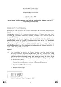 PE[removed]C[removed]COMMISSION DECISION of 21 December 2009 on the Annual Action Programme 2009 in favour of Kenya to be financed from the 10th European Development Fund