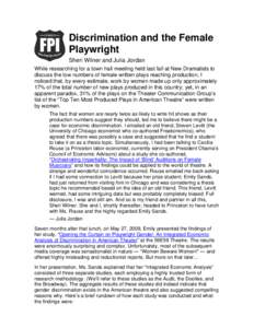 Microsoft Word - Discrimination and the Female Playwright.doc