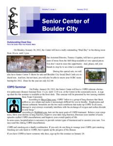 Volume 2, Issue 1  January 2012 Senior Center of Boulder City