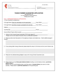 (IFA USE ONLY) Loan Number Application Fee Received YOUNG FARMER GUARANTEE APPLICATION $300 application fee