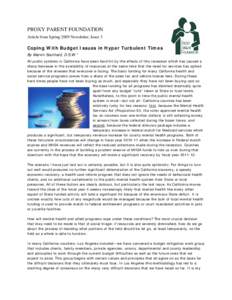 Microsoft Word - Article from Spring 2009 Newsletter - Coping With Budget Issues in Hyper Turbulent Times