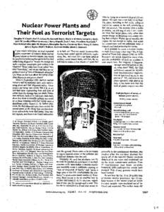 Nuclear Power Plants and Their Fue[ as Terrorist Targets Dougtas M. Chapin. Kar[ P, Cohen,W Kenneth Davis, Edwin E. Kintner, t eonard J. Koch,