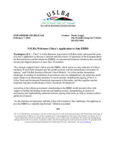 FOR IMMEDIATE RELEASE February 7, 2014 Contact: Nicole Longo The Fratelli Group for USLBA[removed]