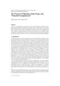 Review of International Economics, 19(2), 277–287, 2011 DOI:[removed]j[removed]00946.x The Prospect of Migration, Sticky Wages, and “Educated Unemployment” roie_946