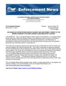 CALIFORNIA REGIONAL WATER QUALITY CONTROL BOARD LOS ANGELES REGION 320 West Fourth Street, #200, Los Angeles, California[removed]6600  FAX[removed]http://www.waterboards.ca.gov/losangeles