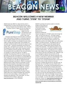 BEACON WELCOMES A NEW MEMBER AND TURNS “STEM” TO “STEAM” BEACON	
  welcomes	
  MMEH	
  LLC,	
  New	
  York	
  City,	
  which	
  is	
   crea;ng	
  products	
  to	
  reduce	
  the	
  $9.8	
  billion	