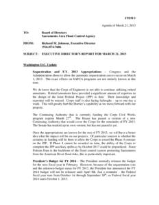 ITEM 1 Agenda of March 21, 2013 TO: Board of Directors Sacramento Area Flood Control Agency