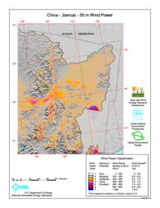 Wind Resource Map for China - Jiamusi - 50 m Wind Power