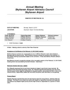 Annual Meeting Skyhaven Airport Advisory Council Skyhaven Airport MINUTES OF MEETING NO. 56  DATE OF MEETING: