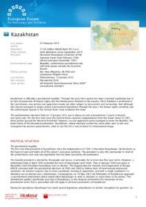 Kazakhstan Last update: Author: Population: Prime minister: President: