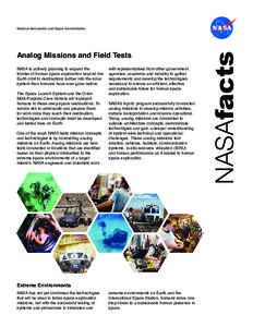 Analog Missions and Field Testing Fact Sheet