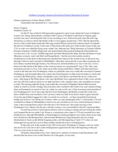 Southern Campaign American Revolution Pension Statements & Rosters Pension Application of Henry Beatty S19203 Transcribed and annotated by C. Leon Harris State of Virginia Frederick County Ss. On this 4th day of March 18