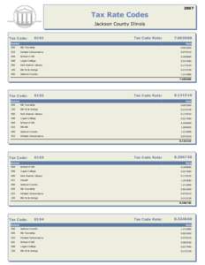 2007  Tax Rate Codes Jackson County Illinois Tax Code: