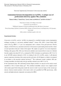 Electronic Supplementary Material (ESI) for Chemical Communications This journal is © The Royal Society of Chemistry 2013 Electronic Supplementary Information for the manuscript entitled:  Ammonium formate decomposition