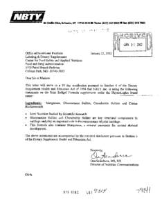 9OOndk Drive,Bohemia, NY[removed]2510m Phone: ([removed]95OOm  Faxz[removed]Office of Nutritional Products Labeling & Dietary Supplements