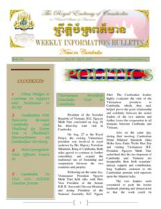 News in Cambodia Vol. 109 Sep 27- Oct 1, 2010  www.embassyofcambodia.org