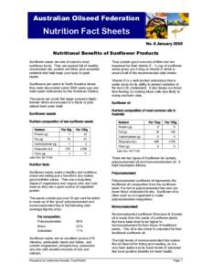 Australian Oilseed Federation  Nutrition Fact Sheets No. 8 JanuaryNutritional Benefits of Sunflower Products