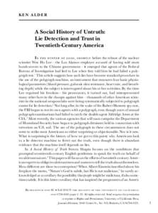 A Social History of Untruth: Lie Detection and Trust in Twentieth-Century America
